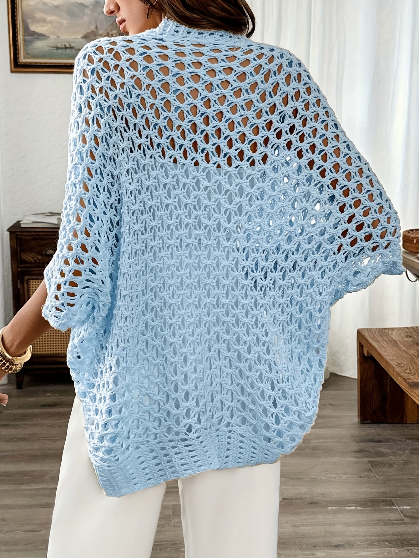 Etleva - Elegante Cardigan Traforato Con Maniche A Pipistrello