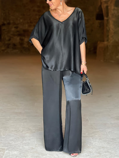 Ashlee - Elegante Completo A Due Pezzi Con Maniche Corte