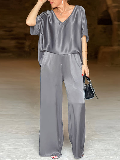 Ashlee - Elegante Completo A Due Pezzi Con Maniche Corte