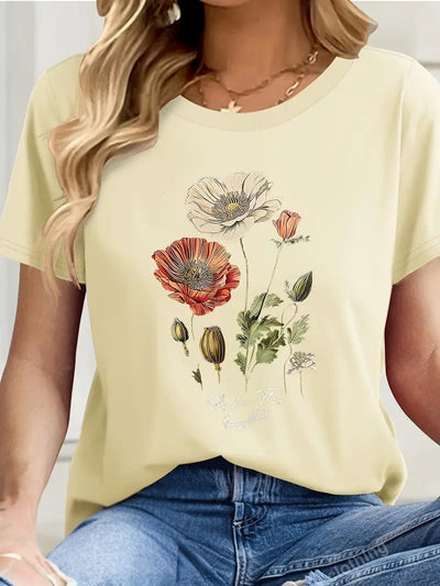 Aimilia - Elegante Maglietta A Maniche Corte Con Stampa Floreale