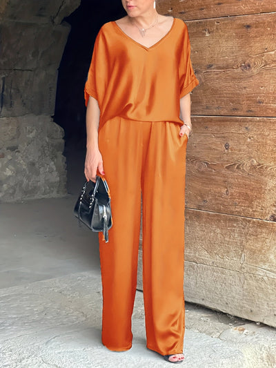 Ashlee - Elegante Completo A Due Pezzi Con Maniche Corte