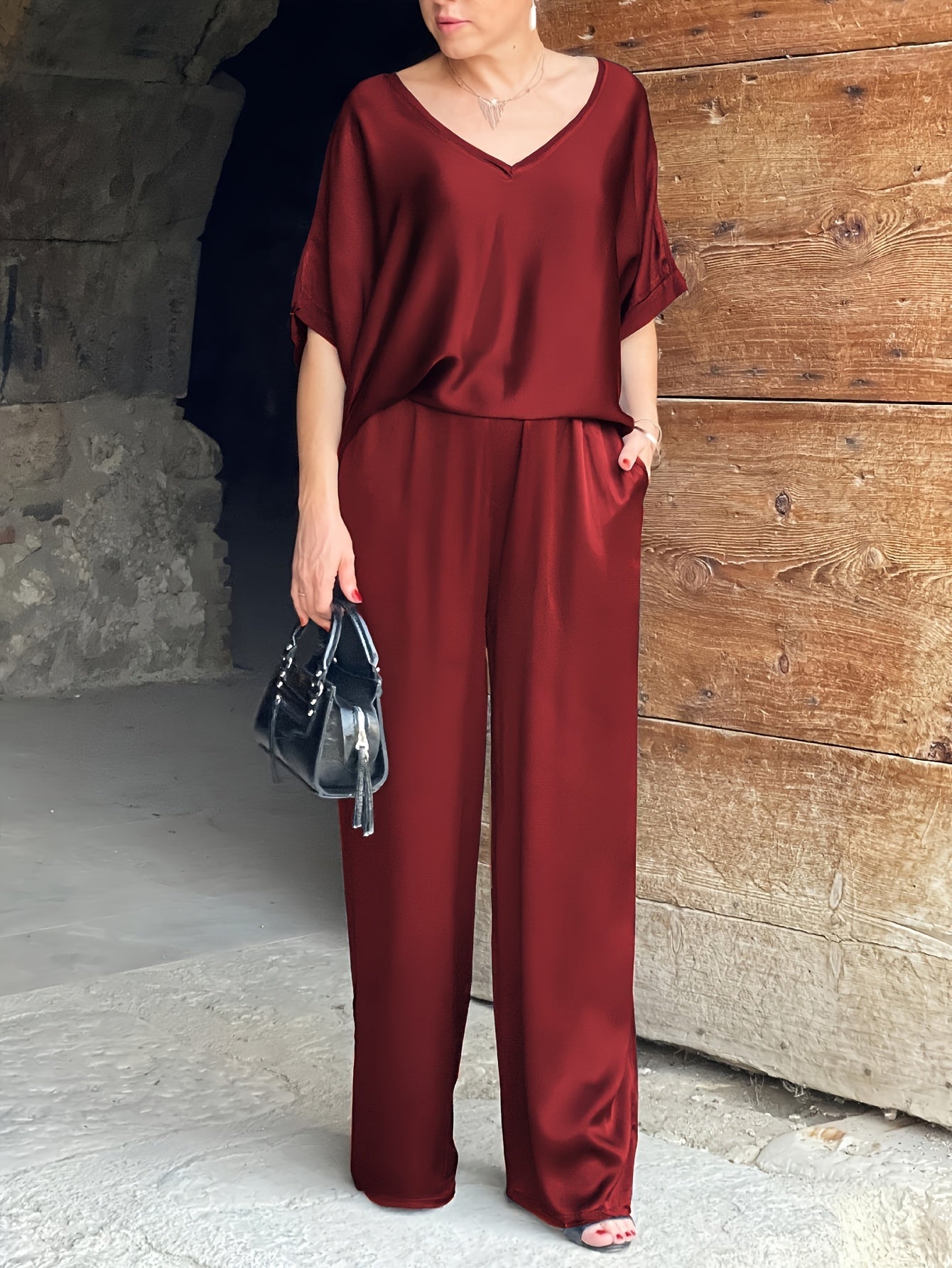 Ashlee - Elegante Completo A Due Pezzi Con Maniche Corte