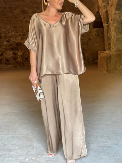 Ashlee - Elegante Completo A Due Pezzi Con Maniche Corte