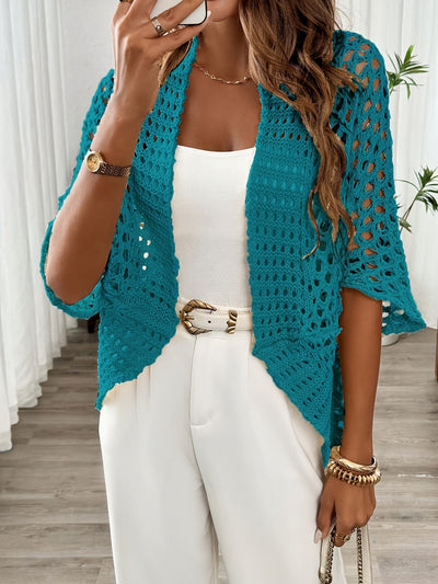 Etleva - Elegante Cardigan Traforato Con Maniche A Pipistrello