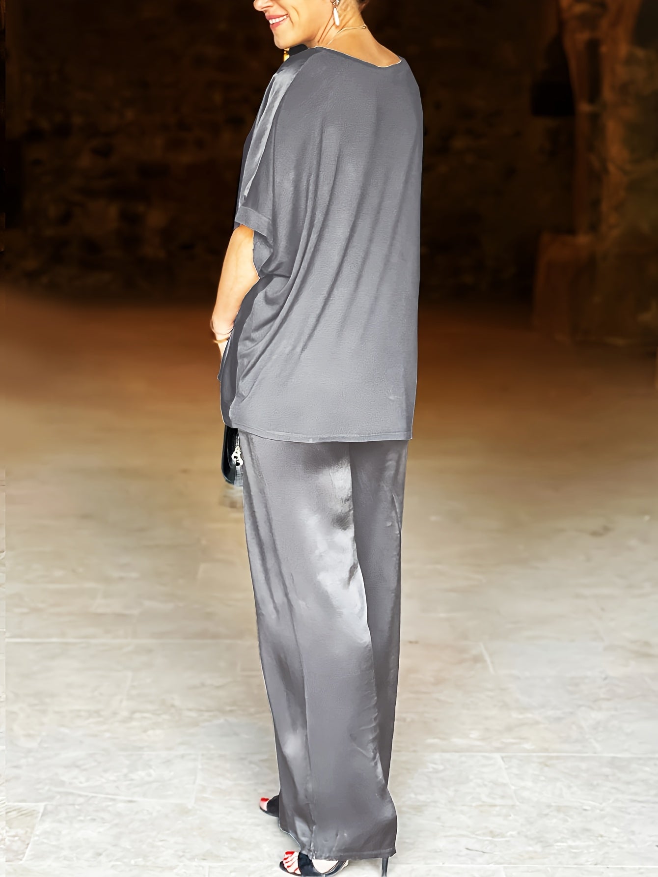 Ashlee - Elegante Completo A Due Pezzi Con Maniche Corte