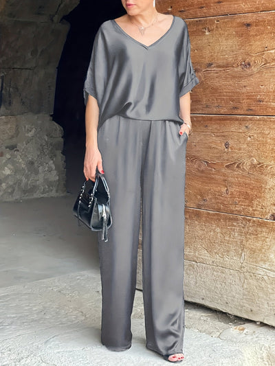 Ashlee - Elegante Completo A Due Pezzi Con Maniche Corte