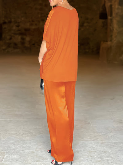 Ashlee - Elegante Completo A Due Pezzi Con Maniche Corte