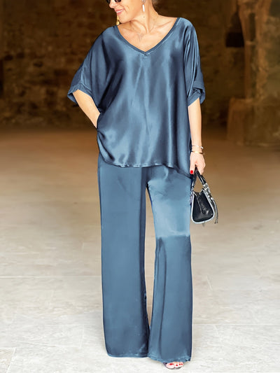 Ashlee - Elegante Completo A Due Pezzi Con Maniche Corte