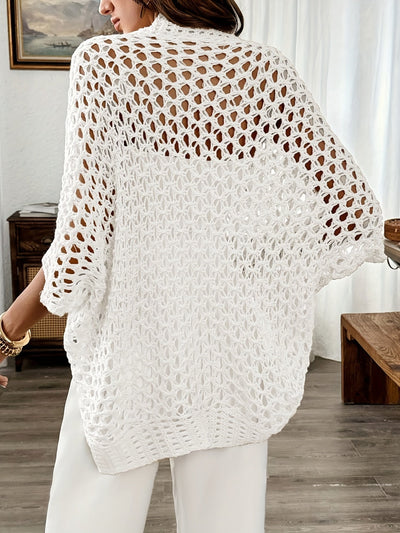 Etleva - Elegante Cardigan Traforato Con Maniche A Pipistrello