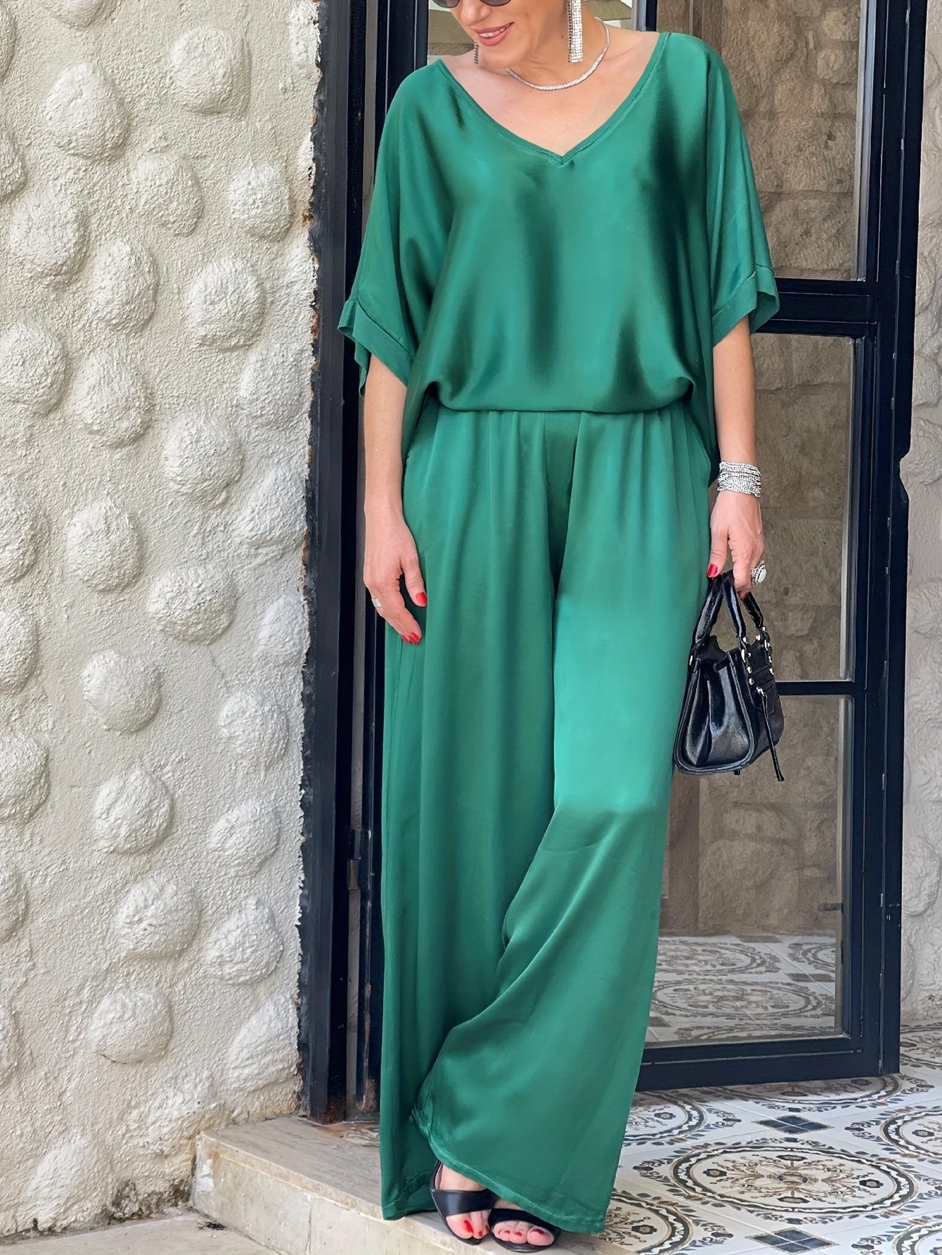 Ashlee - Elegante Completo A Due Pezzi Con Maniche Corte