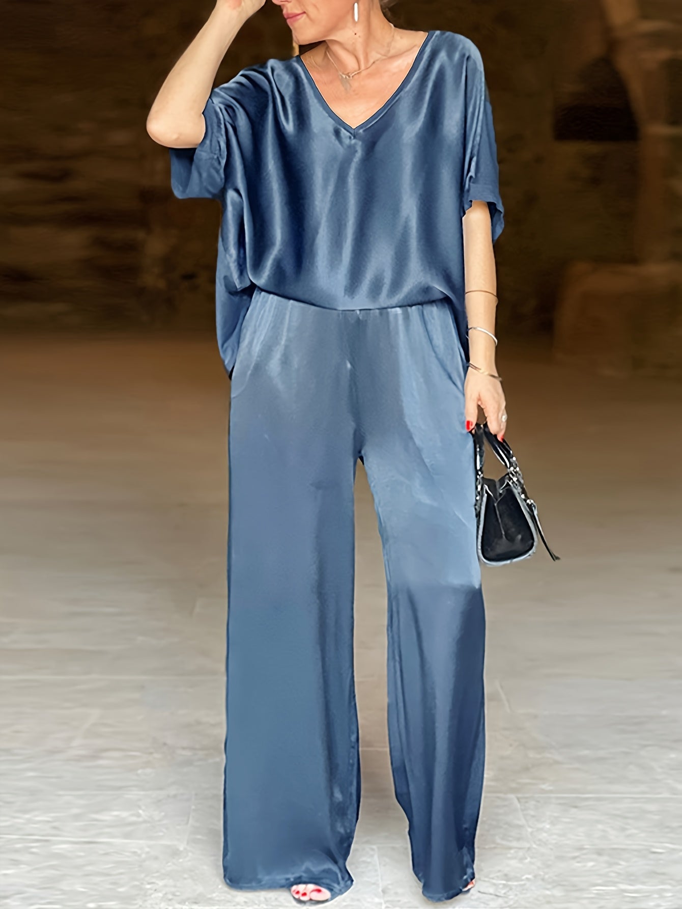 Ashlee - Elegante Completo A Due Pezzi Con Maniche Corte