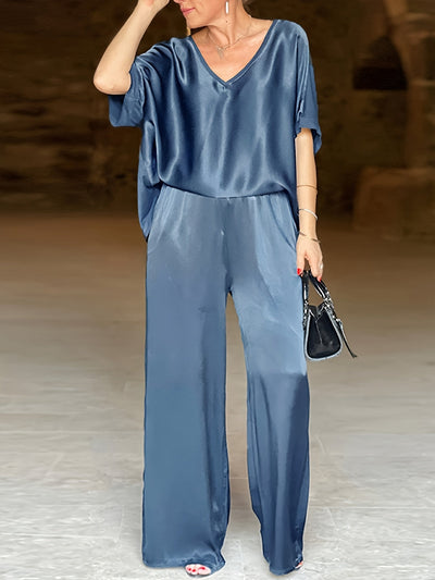 Ashlee - Elegante Completo A Due Pezzi Con Maniche Corte