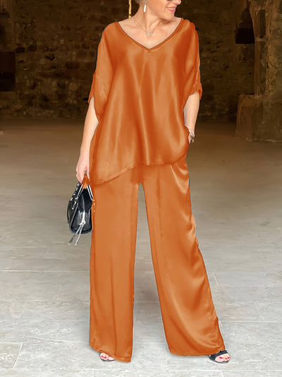 Ashlee - Elegante Completo A Due Pezzi Con Maniche Corte