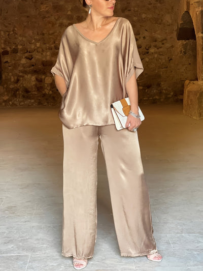 Ashlee - Elegante Completo A Due Pezzi Con Maniche Corte