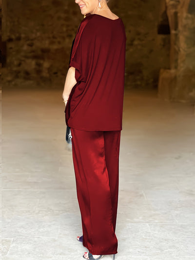 Ashlee - Elegante Completo A Due Pezzi Con Maniche Corte