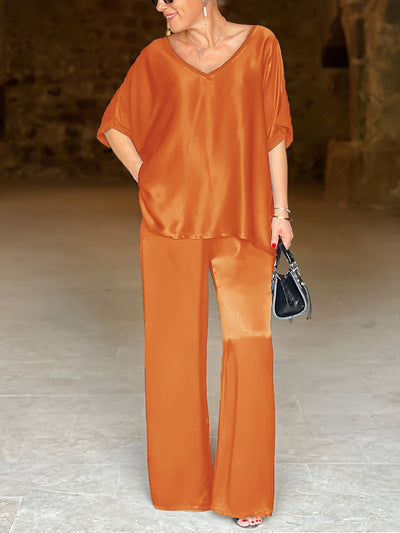 Ashlee - Elegante Completo A Due Pezzi Con Maniche Corte
