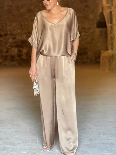 Ashlee - Elegante Completo A Due Pezzi Con Maniche Corte