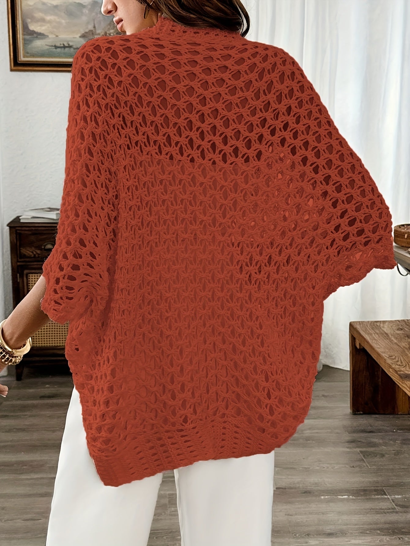 Etleva - Elegante Cardigan Traforato Con Maniche A Pipistrello